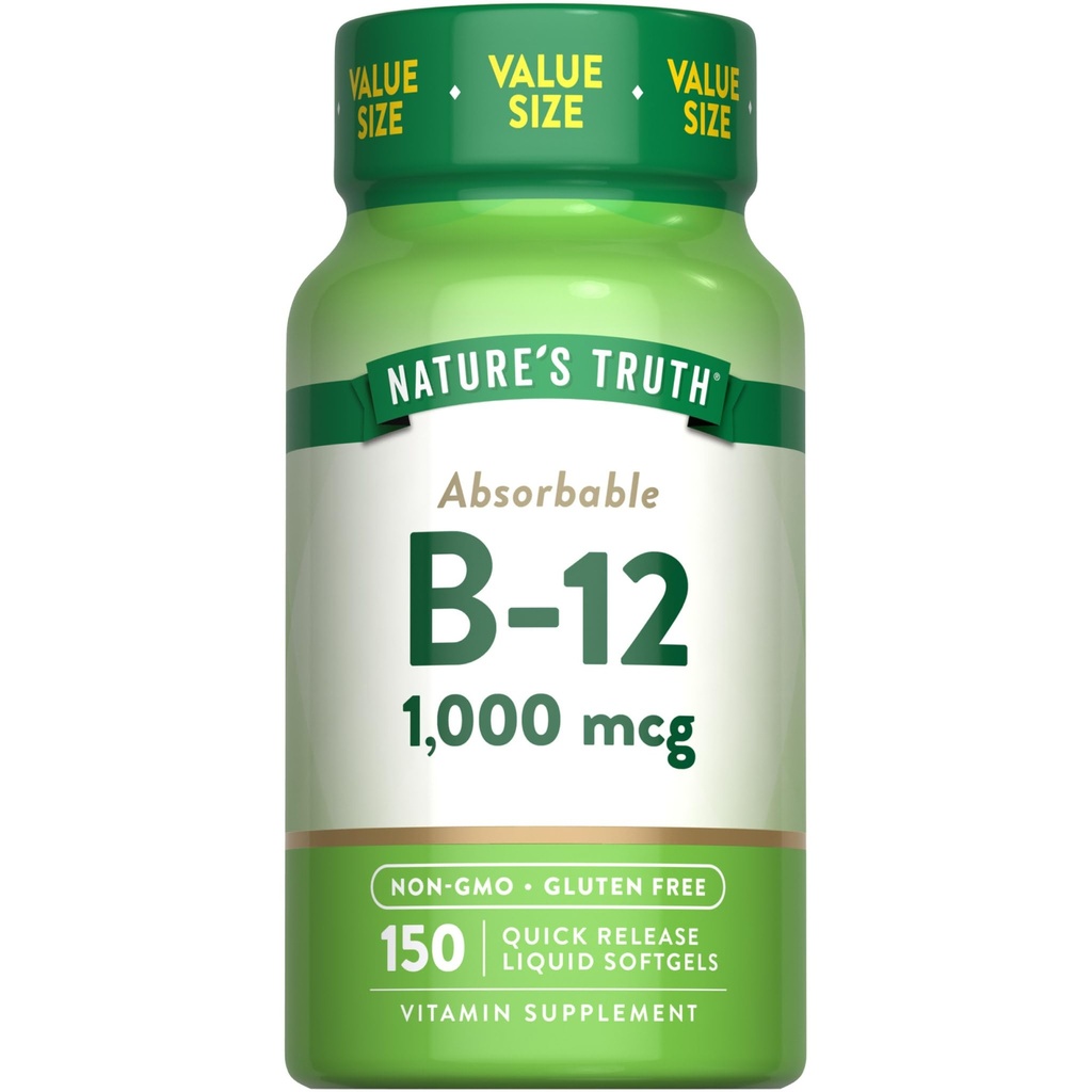 Doğanın Gerçek Vitamini B12 | 1000 mcg | 150 Softgels | Non-GMO & Gluten Free Supplement Supplement