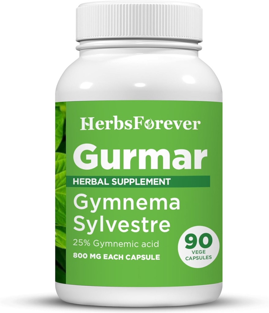 Herbsforever Gurmar Capsules | Gymnema Sylvestre Extract 7:1 | 90 Vegan Capsules | Ayurvedic Herbal Supplement | Supports Healthy Sugar Metabolism & Wellness