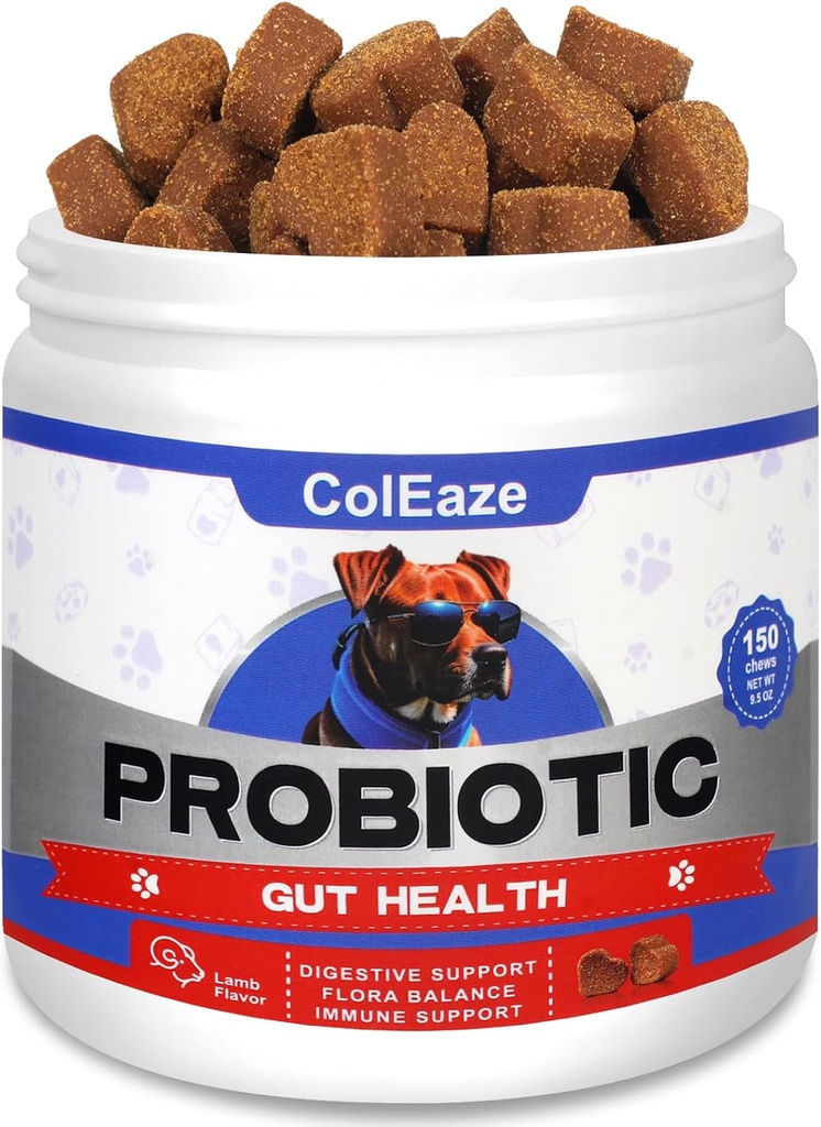Köpekler için probiyotikler, 150 Chews Dog Probiyotiks for Digestive Health, Dog Probiyotiks Chews with 6 Digestive Enzymes for Gut Health, Diarrhea, Itchy Skin ve Itchy Ears Immunity - Lamb Flavor