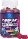 Συμπληρώματα Κιτρικού Μαγνησίου Gummies - Υψηλή Απορρόφηση Gummy Μαγνησίου για Ενήλικες & Παιδιά, Magnesio Συμπληρώματα Κιτρικό για Οστά, Μυική Υγεία, Υποστήριξη καρδιάς, Vegan, Χωρίς Γλουτένη, Μη ΓΤΟ - 60 Gummies