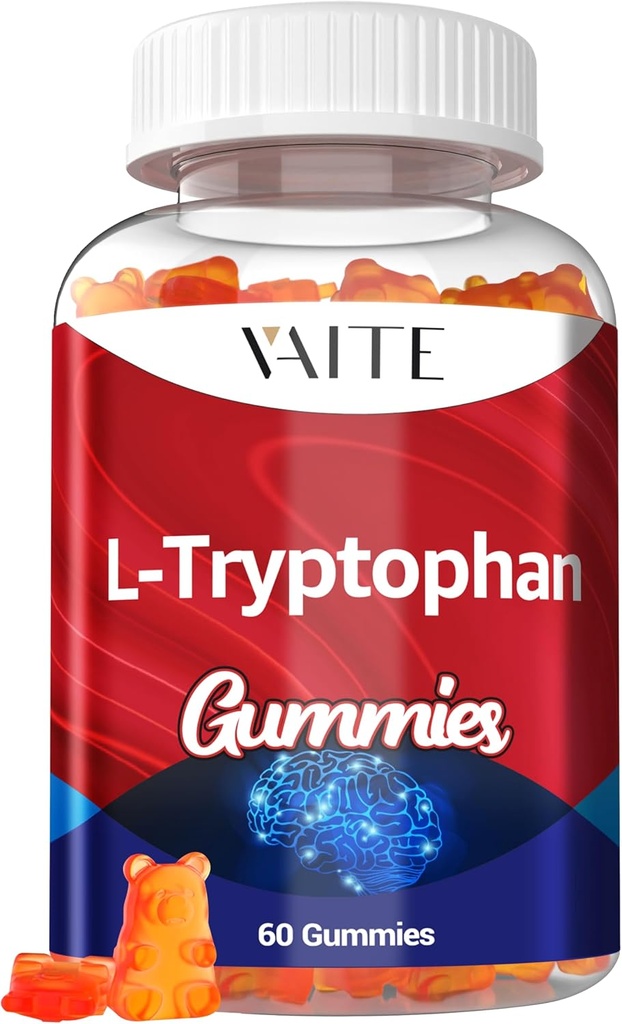 L Tryptophan 1000 mg Gummies - Olumlu Bakış için Chewable Supplement, Calm Support & İç Denge, 60 Vegan Gummy to Vice Restful Nights, Support mental Focus & Encourage Peaceful Sleep