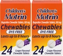 Motrin Children's Dye-Free Ibuprofen Chewable Tabletler Ağrı ve Ateş için, Grape, 24 Kont (Pack of 2)