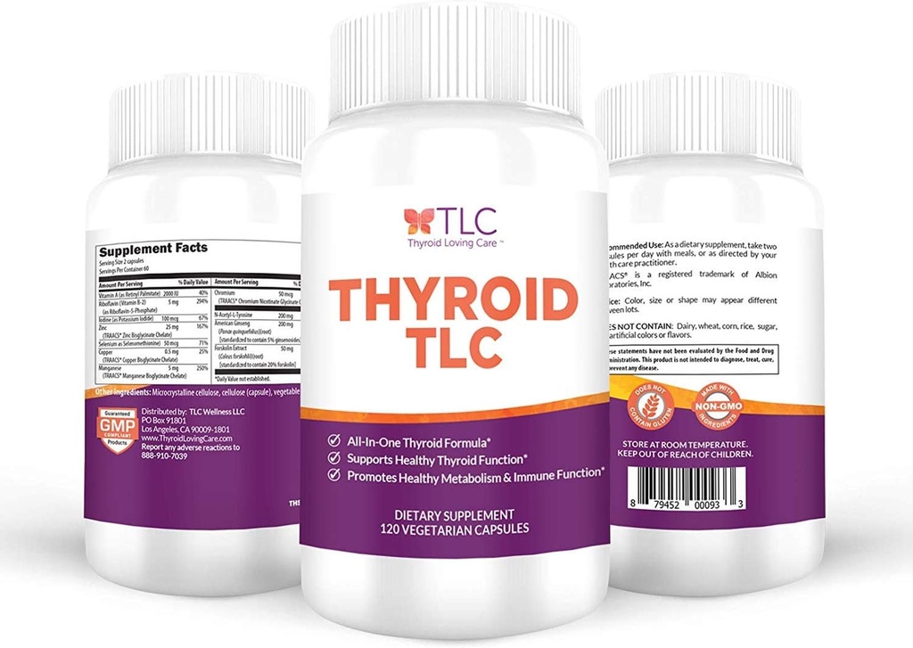 Tiroid TLC - All-in-One Yourroid Support Formula with Iodine, Selenium ve Maganese (120 Vegetarian Capsules)