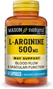 MASON NATURAL L-Arginine 500 mg ile Macau- Supports Health Circulation & Vascular Function, Nitrik Oksit Supplement, 60 Capsules