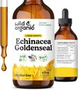 Wild & Organic Echinacea Goldenseal Tincture - Immune Support Drops with Echinacea and Goldenseal Root Extract - Vegan, Sugar & Alkol-Free Liquid Supplement - 4 fl ozz