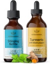 HERBAMAMA Herbal Liquid Drops Kit - Sting Nettle 2 fl oz & Turmeric Curcumin Tincture 4 fl oz - Vegan, Non-GMO, Sugar & Alkol-Free - 2 Pack