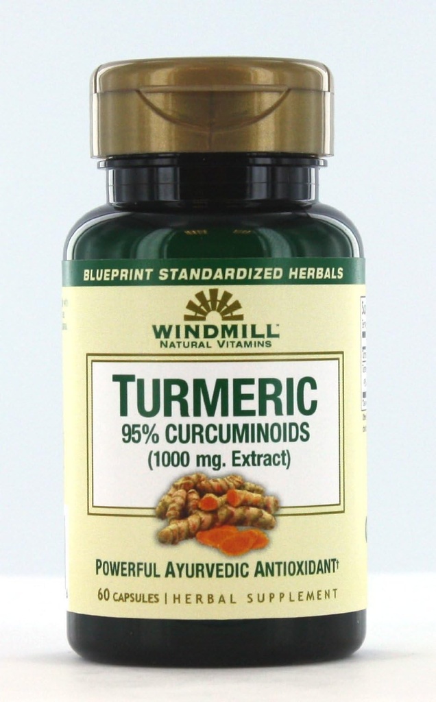 Ανεμόμυλος Turmeric 95 τοις εκατό Κουρκουμινοειδή 1000 Mg Κάψουλες - 60 Ea