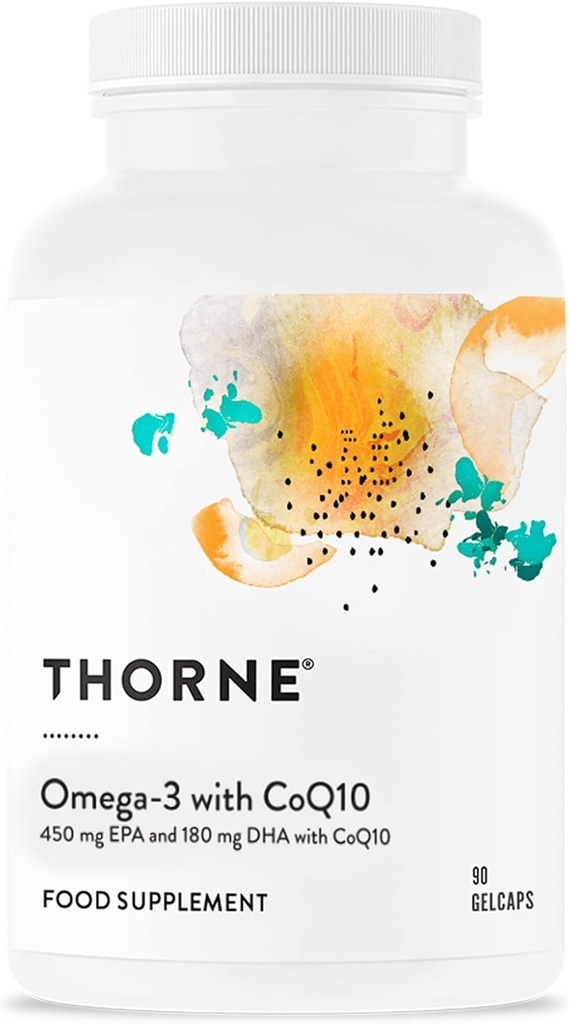 THORNE - CoQ10 ile Omega-3 Fatty Asits Supplement with CoQ10 - EPA ve DHA - 90 Gelcaps