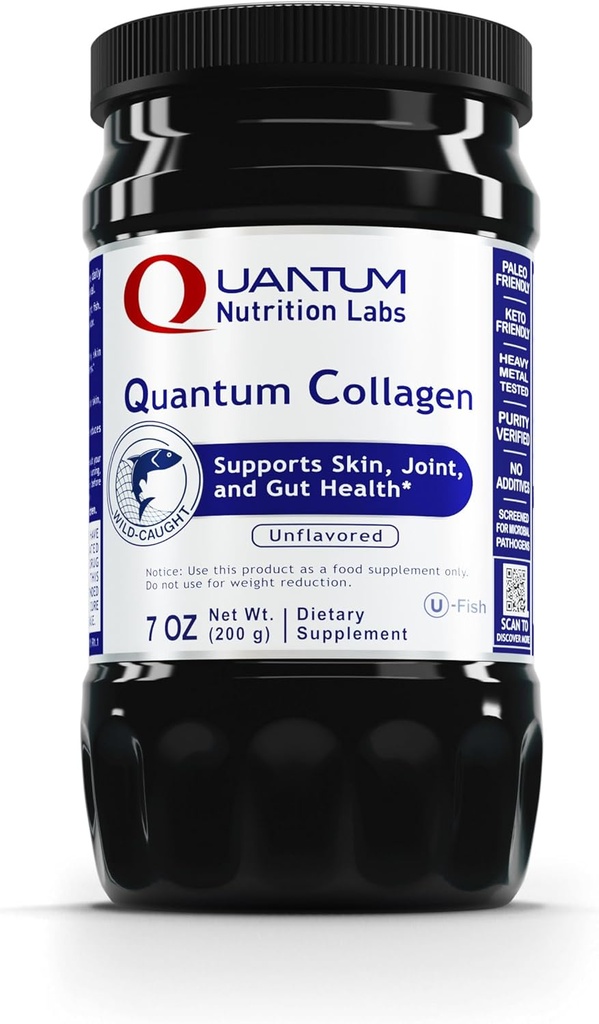 QNL Quantum Collagen - Sustainable Sourced Hydrolyzed Marine Collagen - Kadınlar ve Erkekler için Gut Health Supplement - Ortak Destek Teklifler - 7 oz