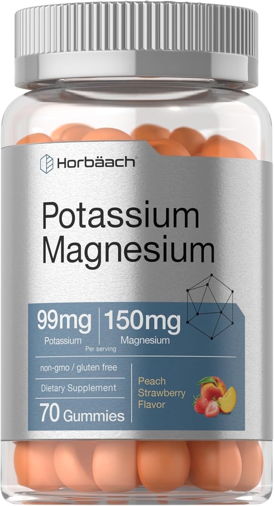 Horbäach Pyum Magnezyum Supplement Gummies | Peach Strawberry Flavor | 70 Kont | Vegan, Non-GMO ve Gluten Free Formula