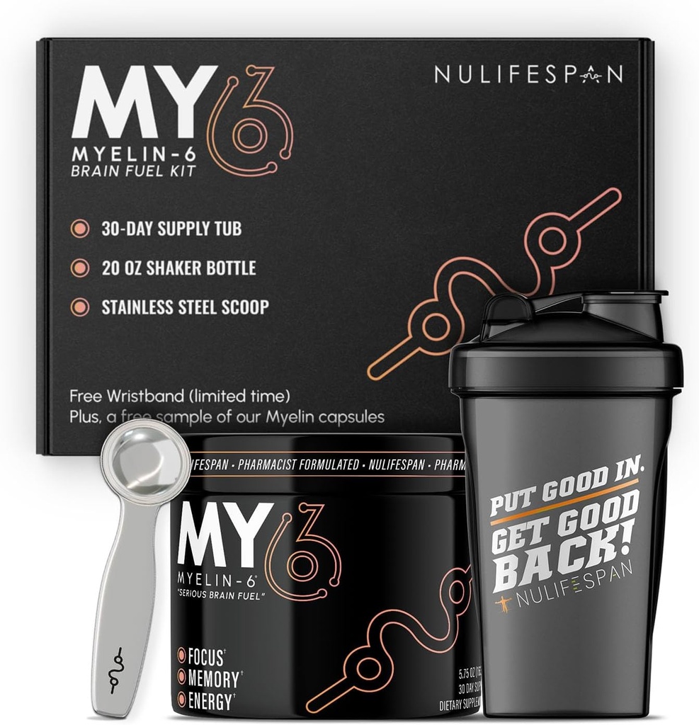 Myelin-6 Drink Mix - Focus Supplement & Brain Health with AlfaSize, L-Theanine, Teacrine, Memory and Cognitive Function Support, Orange Tangerine Flavor, 30-Day (Drink Pack)