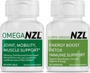Omega-3 Natural Joint Relief Supplement Natural Muscle Support, Green-Lipped Mussel Oil Joint Support, No Fishy Aftertaste, 60 Softgels Plus One Şişe of Super Greens 30 Capsules