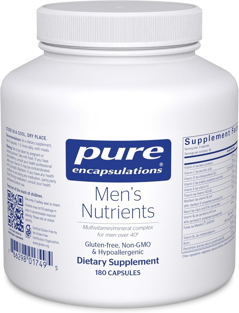 Pure Encapsulations Ανδρικά θρεπτικά συστατικά - Multivitamin Mineral Supplement to Support Energy, Endurance & Stamina in Men Over 40* - with Vitamin D, Vitamin C & Trace Minerals - 180 Κάψουλες
