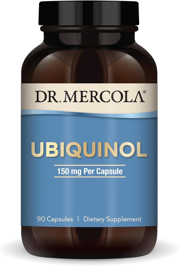 Dr. Mercola Ubiquinol - 150 mg Ubiquinol - Enerji Üretimi - Antioksi Supplement - Non-GMO, Gluten-Free & Soy-Free - 90 Capsules (90 hizmet)