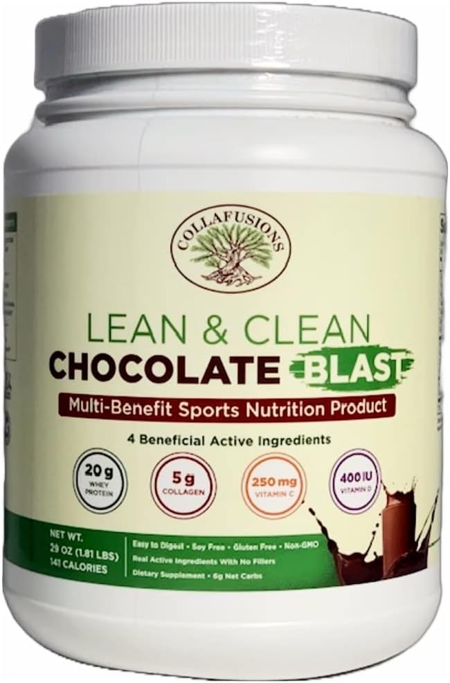 24 Servings, 20g Whey Protein Isolate, 5g Collagen Peptides, Vitamin C & D, Health, Beauty, Recovery, Chocolate