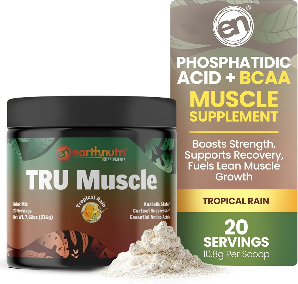 EarthNutri Phosphatidic Acid Supplement with SerinAid - Muscle Strength with Mediator Phosphatidic Acid & Phosphatidylserine - Supports Strength & Recovery - 20 Servisler - Non-GMO, Gluten-Free - 216g