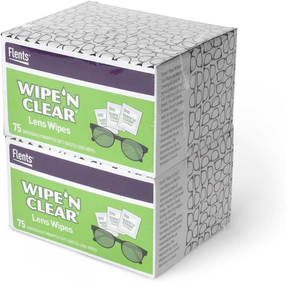 Flents Lens Wipes, Wipe ‘N Clear, 150 Kont, Pre-Moistized, Streak-Free, Safe for Eyes, Suncames, Gentle Temizlik, Clear Vision, Bireysel olarak Amerika'da Yapıldı