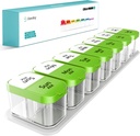 Daviky Large Weekly Pill Organizer 2 Times a Day, Ekstra Büyük Seyahat Pill Box 7 Günü, Am Pm Two Daily Pill Case, Pill Holder Container for Vitamin, Medicine, Supplement, Fish Oil, BPA Free, Green