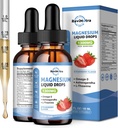 2 Pack Liquid Magnesium Glycinate Drops with Taurate & Citrate, Calm Magnesium with Omega3, L-Theanine, Potassium, Ashwagandha, Vitamin for Sleep, Muscle, Immune Health, Sugar-Free Strawberry Flavor