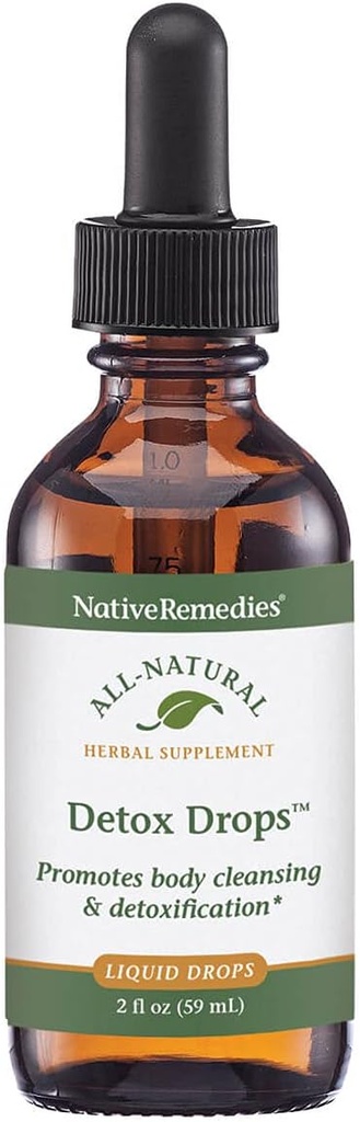 NativeRemedies Detox Drops - Όλα τα φυσικά φυτικά συμπλήρωμα προωθεί τον συστηματικό καθαρισμό του σώματος, απελευθέρωση τοξίνη και λειτουργία του ήπατος και αποτοξίνωση - 59 mL