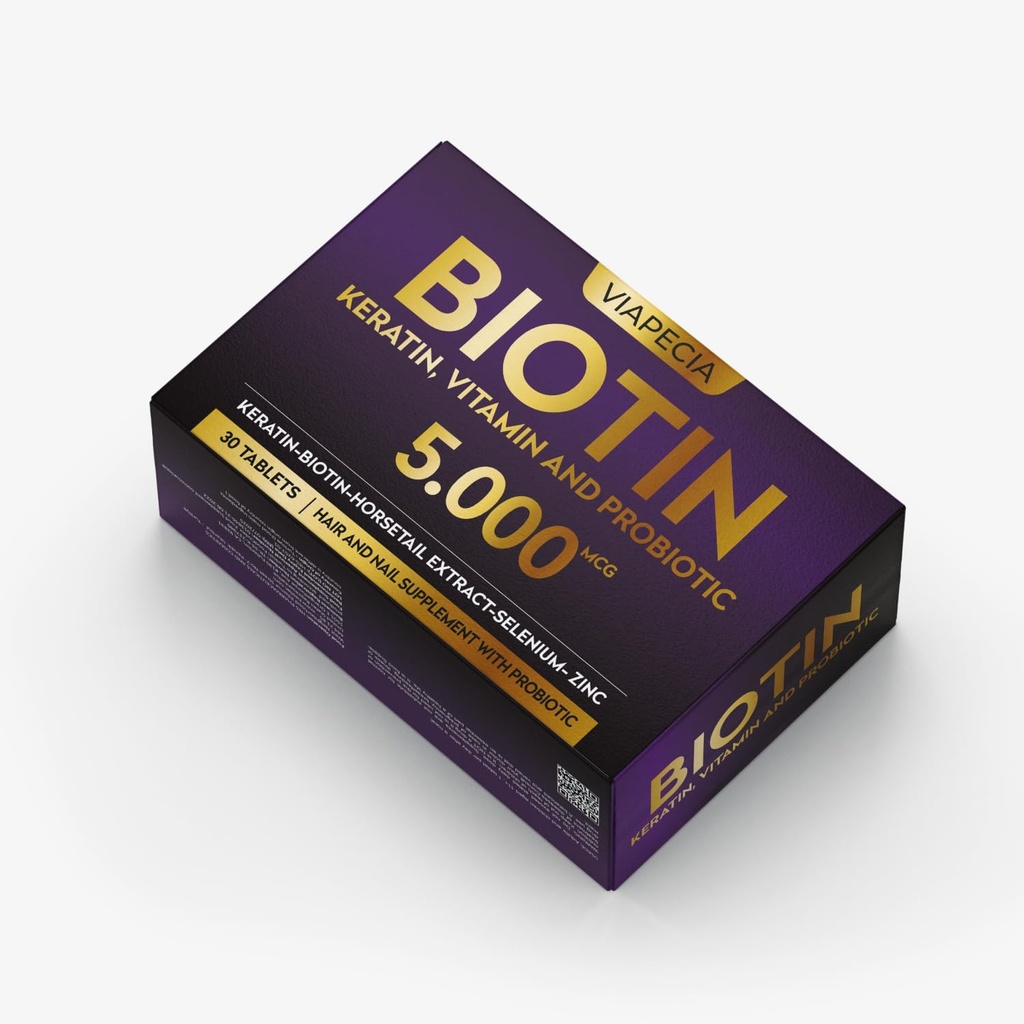 Biotin 5000Mcg - Saç Büyümesi için Yüksek Potency Biotin Supplement - Kadınlar için Saç Skin Nails Vitaminleri - Keratin Prodüksiyonu ve Tcon Rejenerasyonu - Vitaminler ve Supplements - 30 Capsules