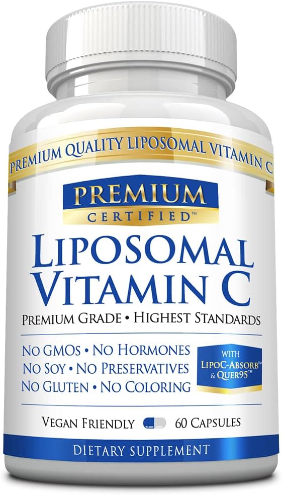 Liposomal Vitamin C - 1100 mg - 60 Capsules - Stomach'ta - Phospholipids ve Bioperine ile - Immune Function, Antioksi Özellikler ve Collagen Production