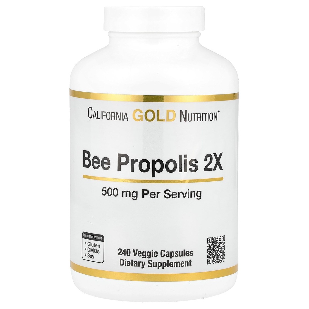 California Gold Beslenme Arı Propolis 2X Potency, Mekanik 500 mg, Doğal Propolis'in 1000 mg'ına Eşlik, Destek Immune Health & Vitality*, 240 Veggie Capsules
