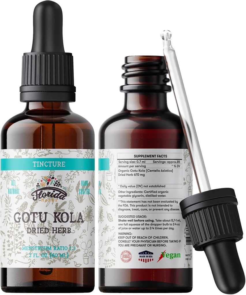 Gotu Kola Βάμμα, Βιολογικό εκχύλισμα Gotu Kola, σταγόνες Gotu Kola (Centella Asiatica) Αποξηραμένα βότανα