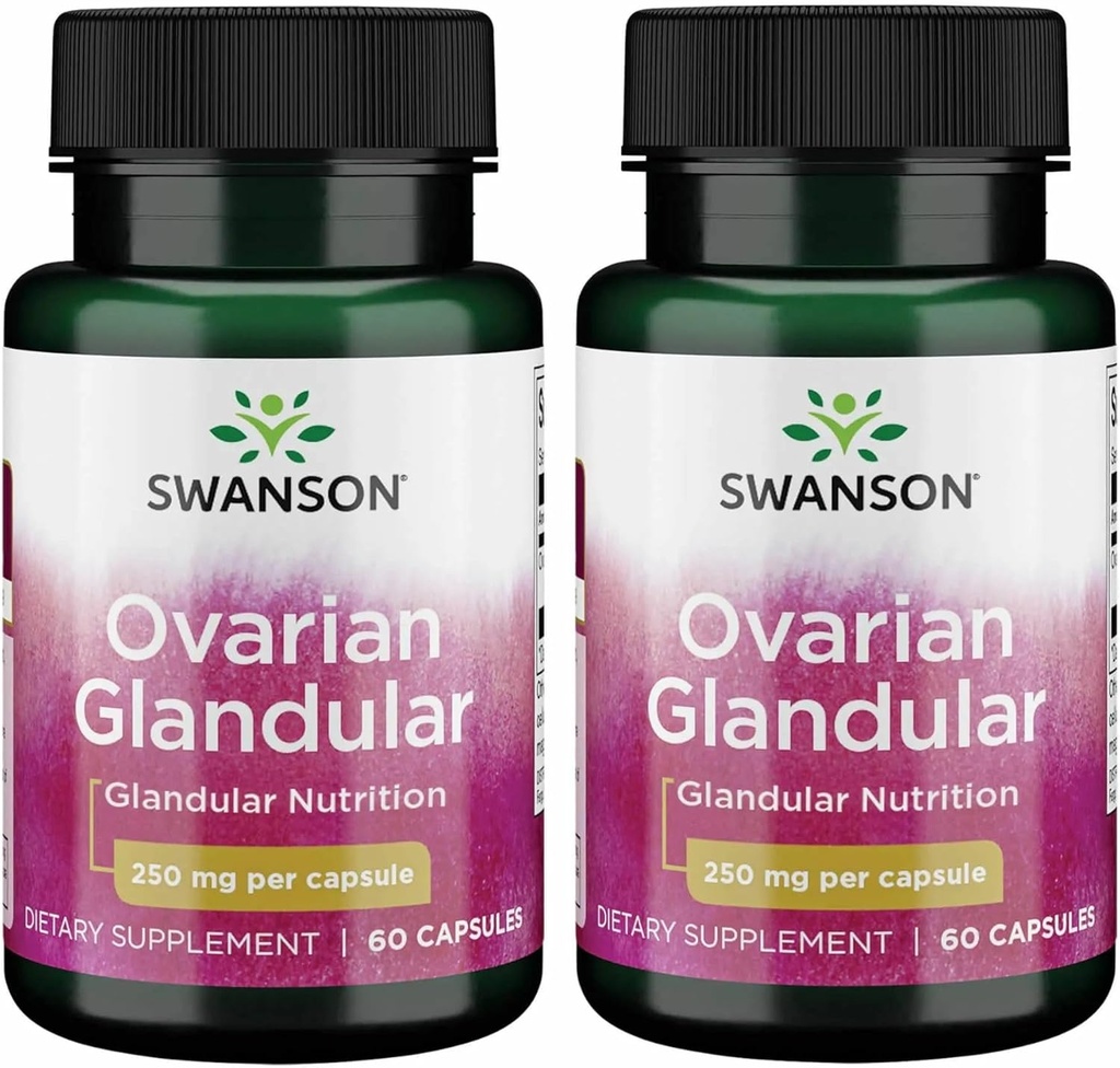 Swanson Ovarian Glandular - Φυσικό συμπλήρωμα για την προώθηση της γυναικείας Glandular Health & Balance Support - πηγάζει από Premium Βοοειδή Ιστός για την υποστήριξη της ευεξίας - (60 κάψουλες, 250mg έκαστο) (2 Pack)