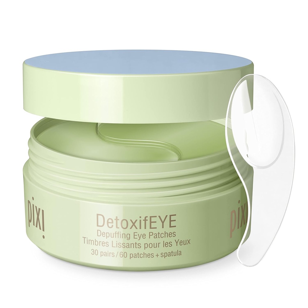 Pixi DetoxifEYE Depuffing Hydrogel Under-Eye Patches, Cucumber, Hyaluronic Acid & Caffeine For Puffy Eyes and Dark Circles, Hydrate Eye Area, 30 çift, 60 Patches