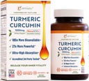A1Vitality NovaSOL Turmeric Curcumin 1000mg – Clinically Proven 185x Υψηλότερη απορρόφηση – Προωθεί την κοινή άνεση, κινητικότητα & συνολική ευεξία – Μη-GMO, γιατρός Formulated, 60 Softgels.