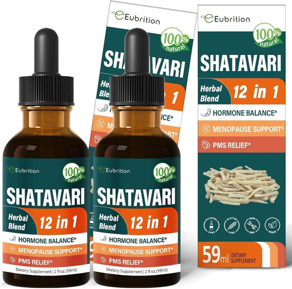 Shatavari Extract Hormon Harmony Drops for Women Estrogen Balance, Red Clover, Dong Quai & Black Cohosh Supplement for Menopause Relief, PMS Support w/Wild Yam, Vitex Berry.