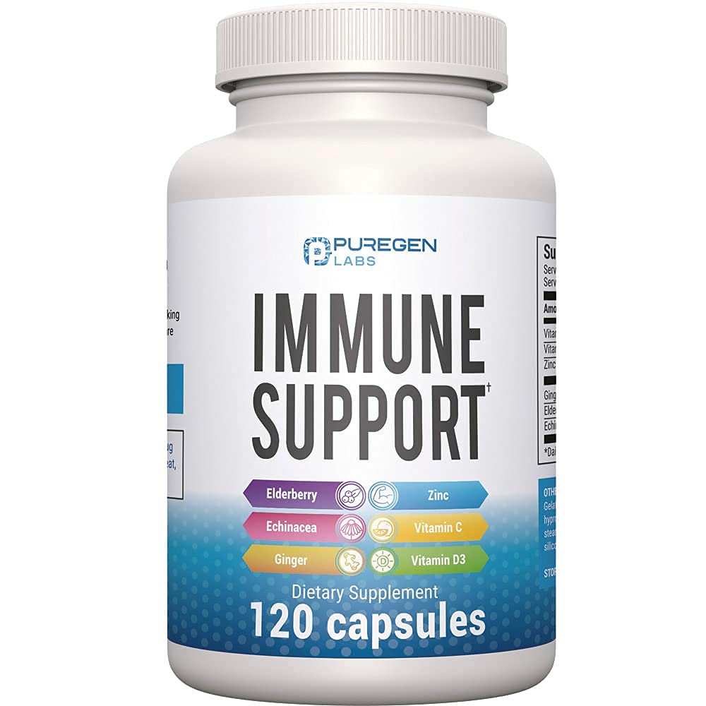 6'da 1 Immune Support 120 Capsules Güçlü Yaşlılık, Echinacea, Ginger, C 650 mg, Vitamin D3 5000 IU & çinko Picolinate 30 mg- Immune ATM Supplement for Yetişkinler and Kids Kids