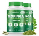 Moringa Capsules 2 Şişeler | 800 mg Pure Moringa Toz Capsules – Supports Energy, Immune Support, Gut Health, Green Superfood Contains Vitamins & Amino Asits