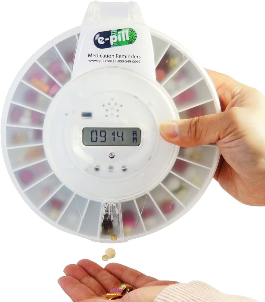 e-Pill MedTime Pro - Basit İzleme ve Güvenilir İlaç Yönetimi için Clear Lid ile Güvenli Kilitli Otomatik Pill yapıştırıcısı