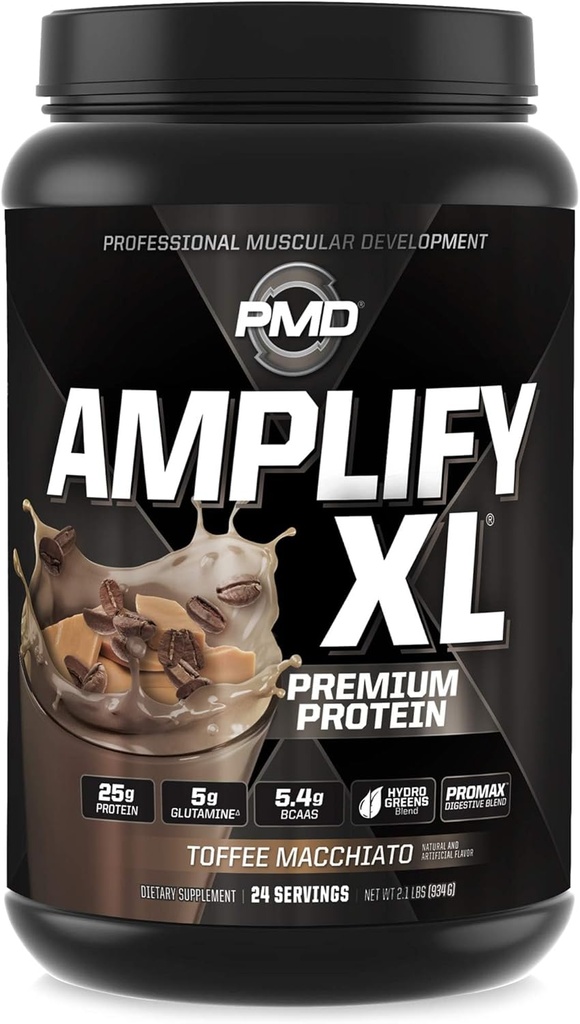 PMD Sportslify XL Premium Whey Protein Supplement Hydro Greens Meeting - Superfood for Muscle, Strength and Recovery - Toffee Macchiato (24 Hizmet) için Superfood ile Glutamine ve Whey Protein Matrix