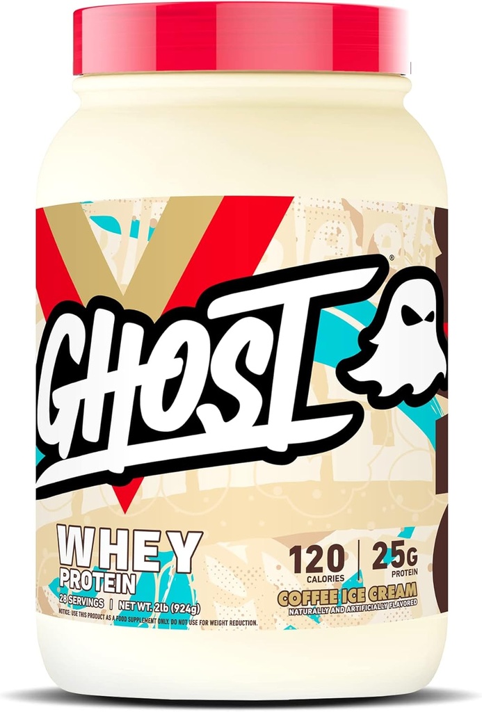GHOST Whey Protein Toz, Kahve Buz Kremi - 2LB, 25G Protein - Whey proteini - çığlık Fitness & Beslenme Shakes, Smoothies, Baking & Cooking - Soy & Gluten-Free