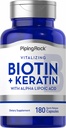 Piping Rock Biotin 5000mcg | 180 Capsules | Plus Keratin ve Alfa Lipoic Asit | Non-GMO, Gluten Free Supplement Supplement Supplement