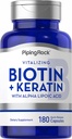 Piping Rock Biotin 5000mcg | 180 Capsules | Plus Keratin ve Alfa Lipoic Asit | Non-GMO, Gluten Free Supplement Supplement Supplement