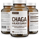 100% Real Wild Chaga Mushroom & Aged Black Garlic Toz Capsules - Antioksi & Immune Support Supplement | Kuzey Orman Chaga Mushrooms with Black Capsule | No Fillers | 1500 mg Capsules | 90 ct