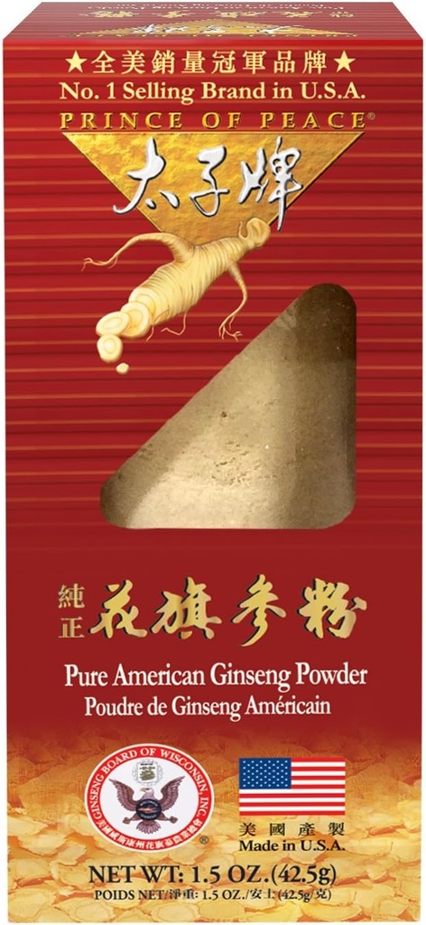 Barış Prensi %100 Wisconsin American Ginseng Toz (Panax Quinquefolium), Hediye kutusu 1.5oz