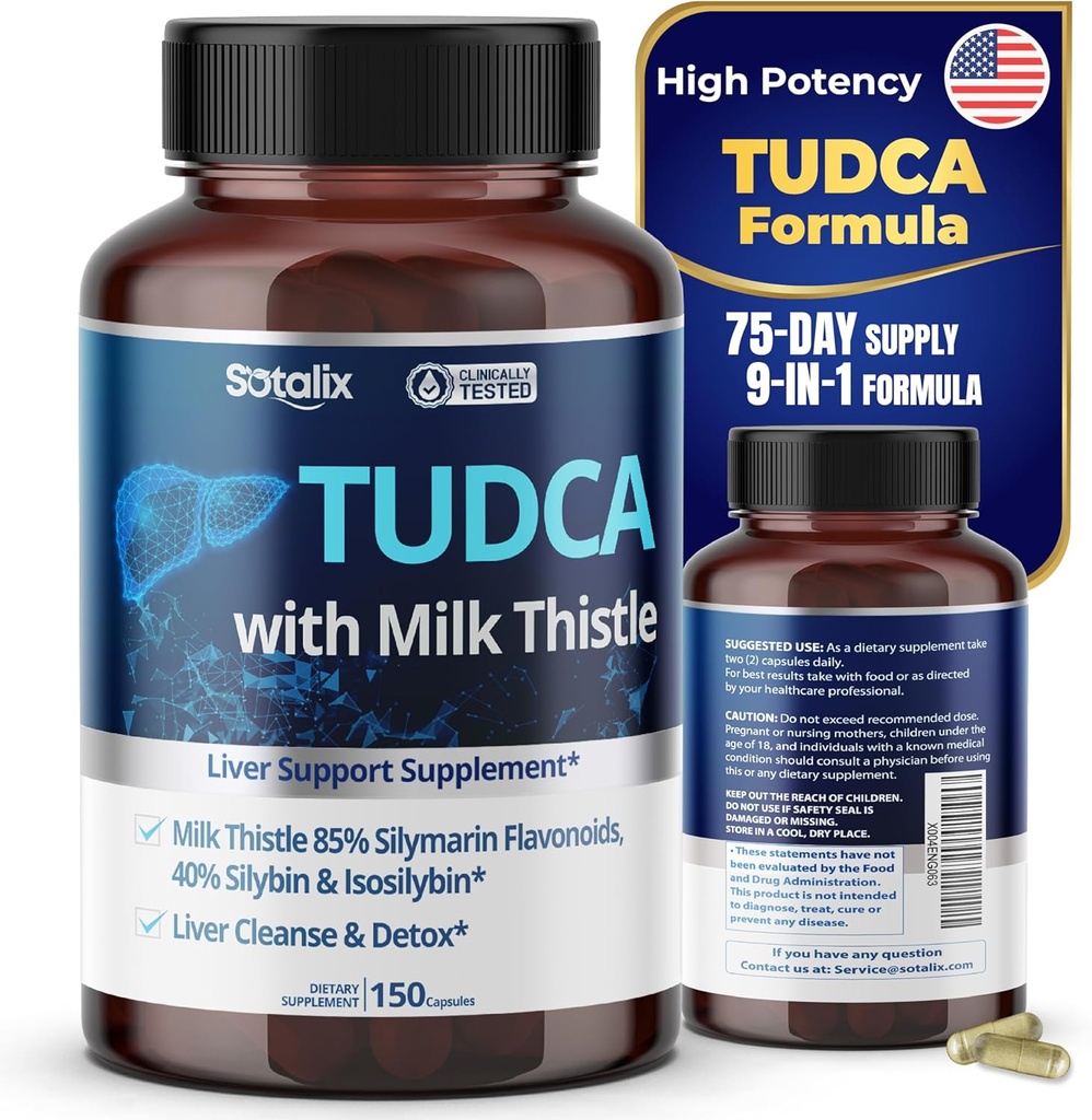 Süt Butle ile TUDCA Supplement –% 85 Silymarin Flavonoids – Destekler Liver Wellness & Digestive Health – ABD'de Made in the USA