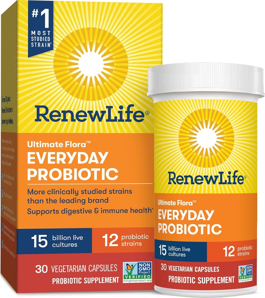 Yeni Yaşam Her gün Probiyotik Capsules, Daily Supplement Supports Urinary, Digestive and Immune Health, L. Rhamnosus GG, Dairy, Soy ve glutensiz, 15 Milyar CFU, 30 Count