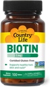 Ülke Life Biotin 1mg Sağlıklı Saç, Skin & Nails, 100 Tablet, Sertifikalı Gluten Ücretsiz, Onaylı Vegan, Onaylanmamış Helal, Non-GMO