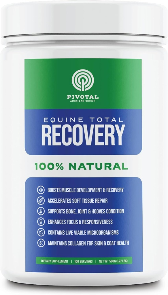Equine Total Recovery Horse Supplement - 9 Equine Amino Acids Plus Probiotics for Horses -100% Natural- No Added Sugar, No Soy, No Fillers - Horse Joint Support Supplement (100 Servings)