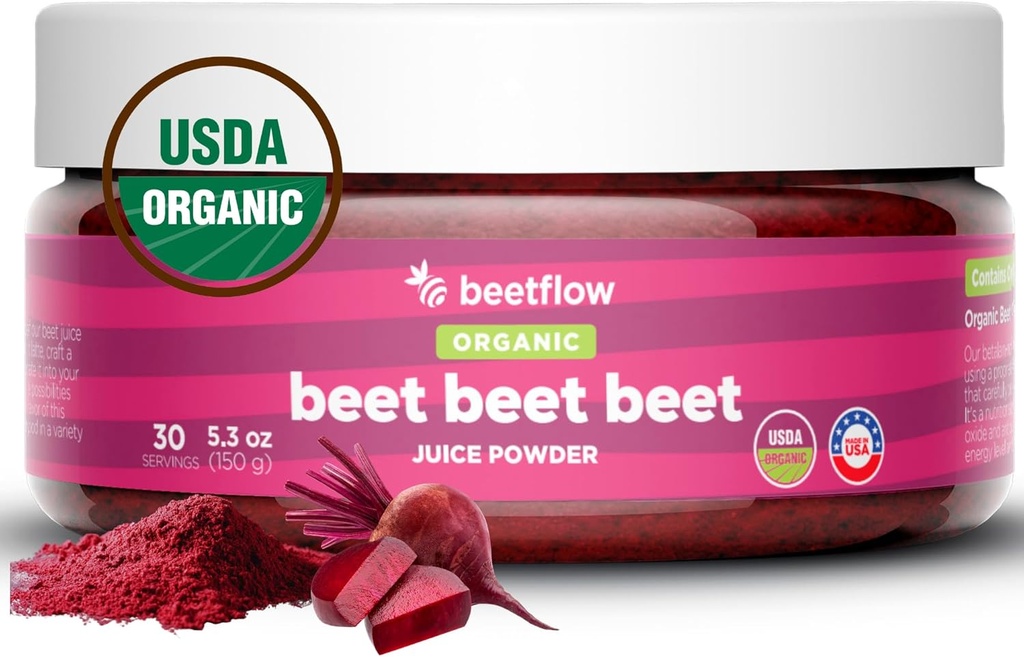 Beet Beet Beet - Organik Beet Juice Toz Sağlıklı Kan basıncı, Cholesterol - Pure USA Grown - Hiçbir Katkı veya Flavors-Superfood Supplement - Nitric Fitness Boosting Nutrients (30 hizmet)