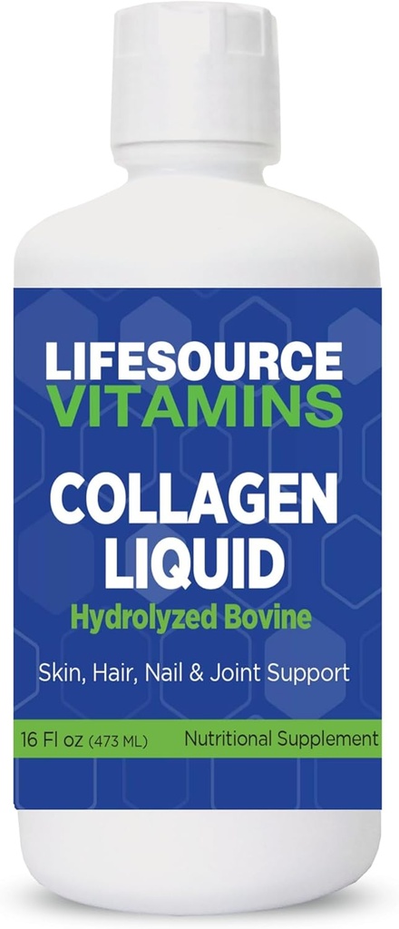 Life Source Vitamins Collagen Liquid - 1992-16 f oz - 30 Day Supply. Tip 1 ve 3 Collagen. Bones, Joints, Hair, Skin, Nails, Wrinkles.