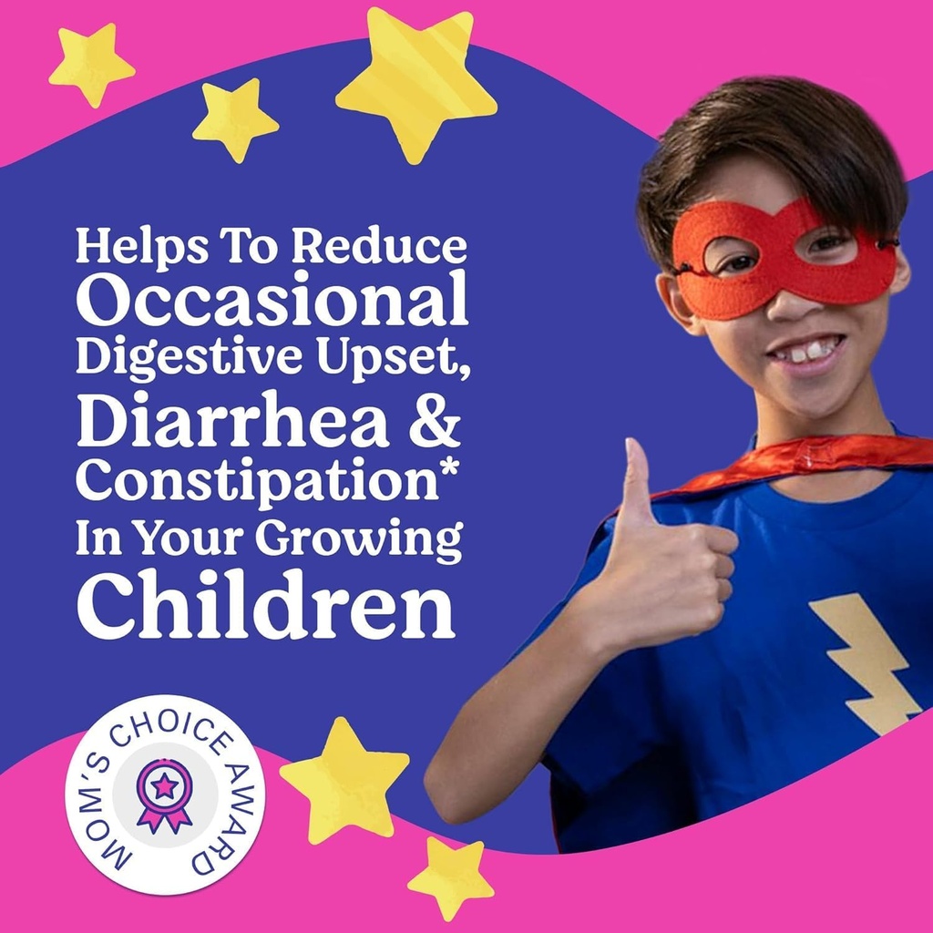 Çocuklar için LOVEBUG Probiyotikleri - Probiyotik Chewables with Prebiyotik Fiber for Age 4+,Daily Children's Gut Health & Digestive Support Supplement, Sugar-Free Berry Flavor, 60 Count