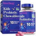 Çocuklar için LOVEBUG Probiyotikleri - Probiyotik Chewables with Prebiyotik Fiber for Age 4+,Daily Children's Gut Health & Digestive Support Supplement, Sugar-Free Berry Flavor, 60 Count