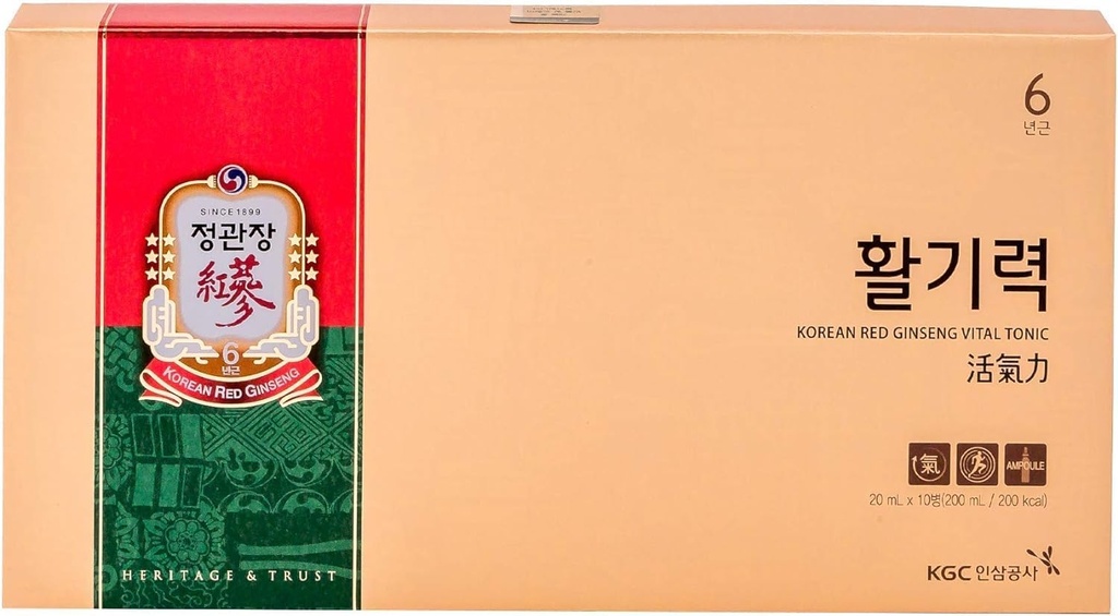 Kore Red BTC Vital Tonic Hediye Enerji Shot Panax BTC Immune System Branson ve Wellness Recovery için Hediye seti, Doğal Herbs, Vitaminler ve Mineraller - 10 Şişe